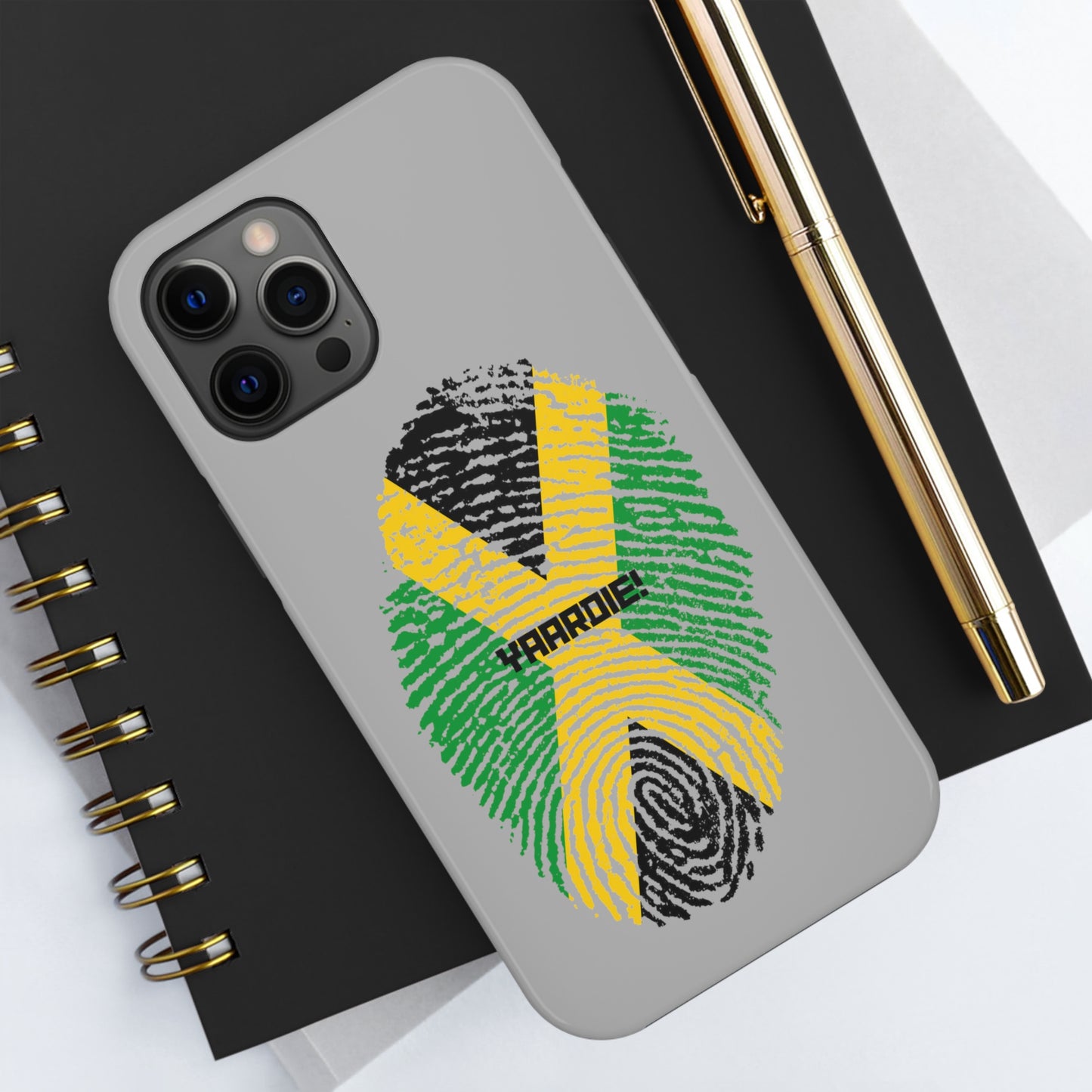 Jamaican flag fingerprint design Tough Phone Cases