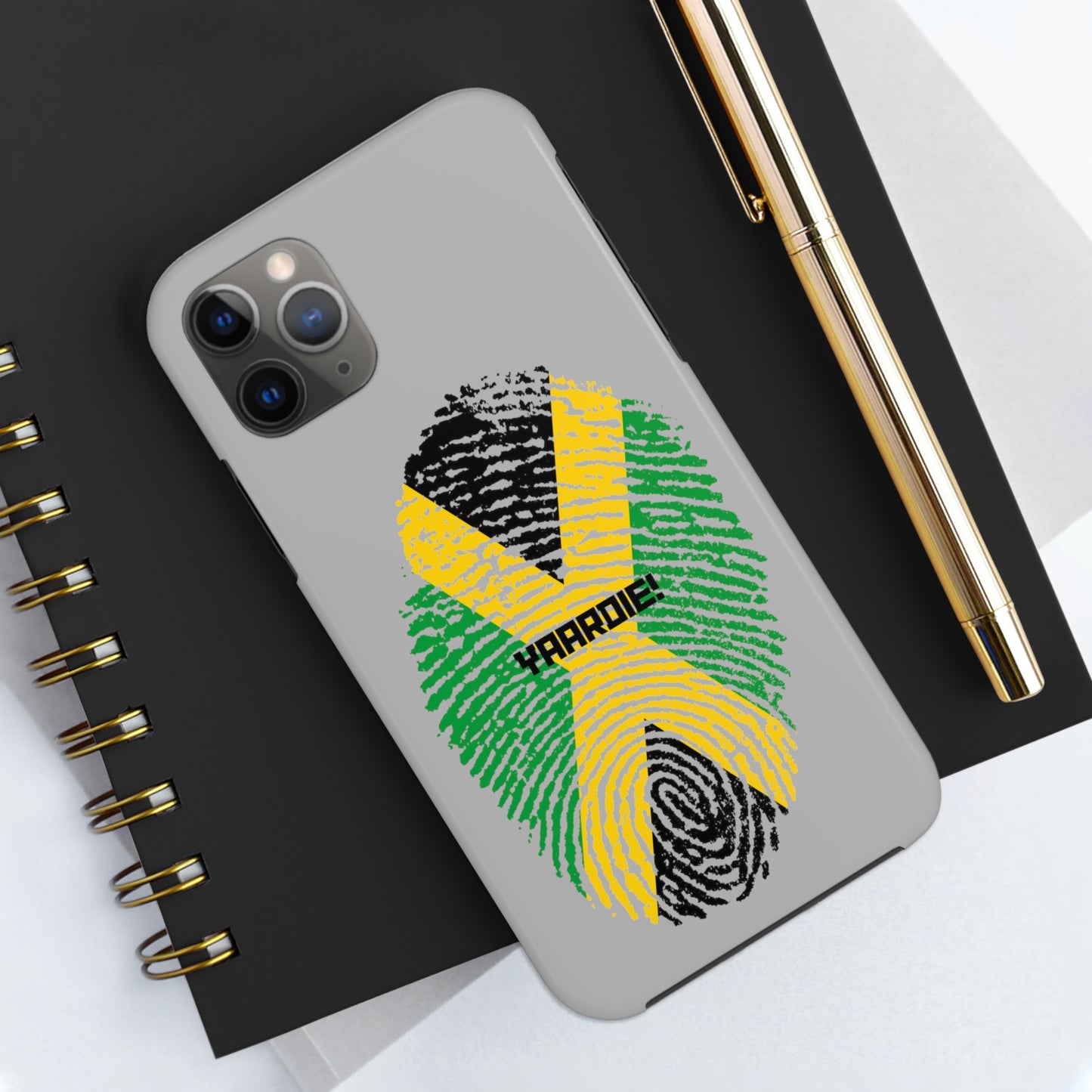 Jamaican flag fingerprint design Tough Phone Cases