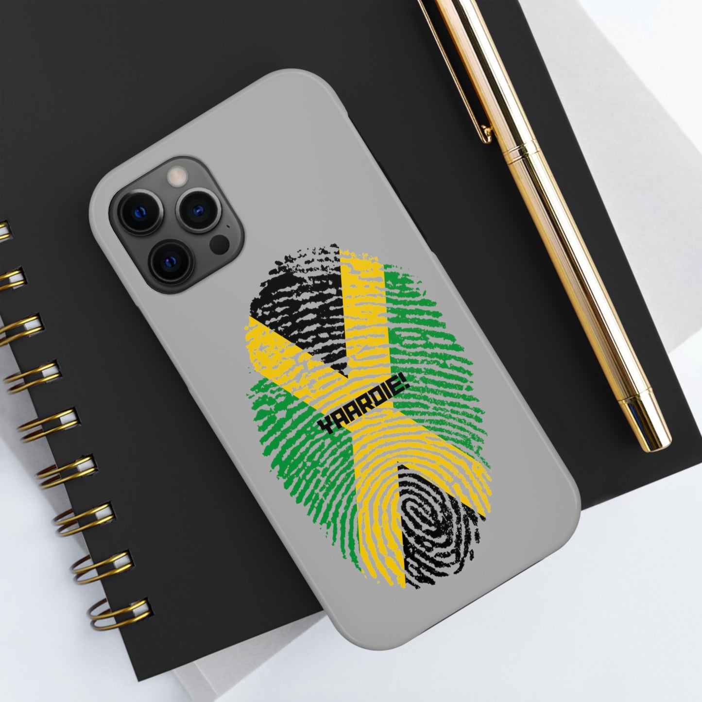 Jamaican flag fingerprint design Tough Phone Cases