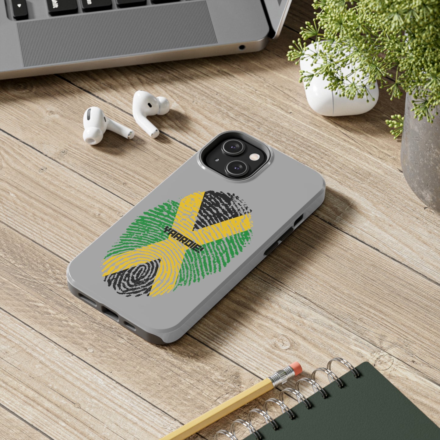 Jamaican flag fingerprint design Tough Phone Cases