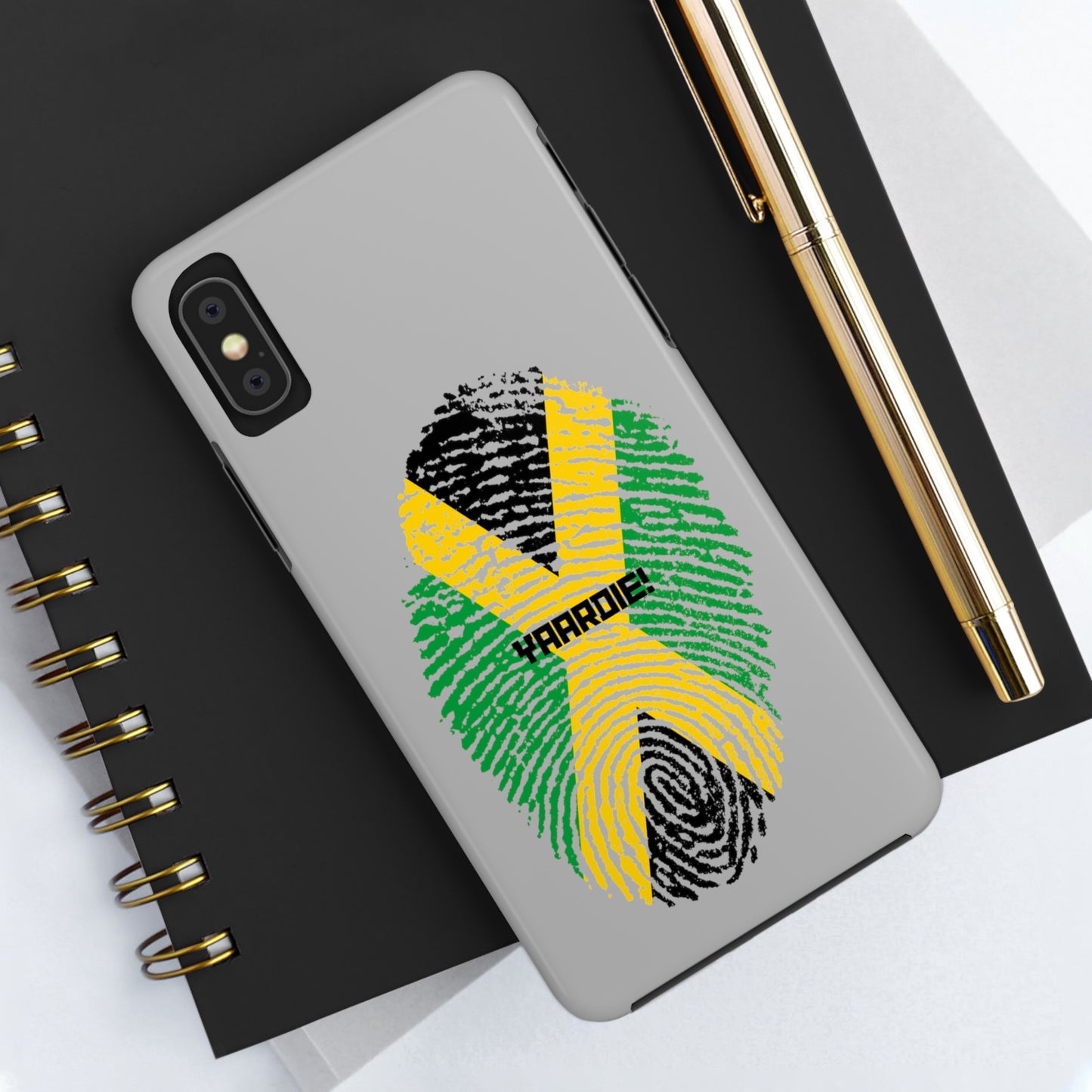 Jamaican flag fingerprint design Tough Phone Cases