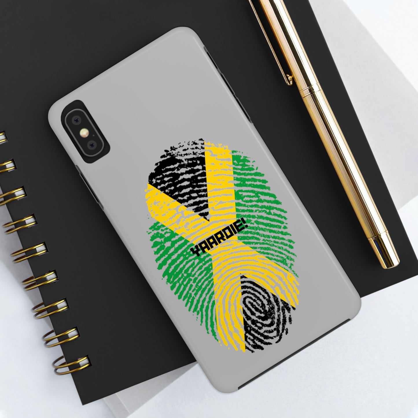 Jamaican flag fingerprint design Tough Phone Cases