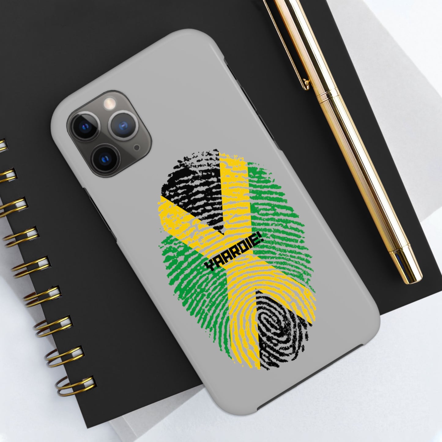 Jamaican flag fingerprint design Tough Phone Cases