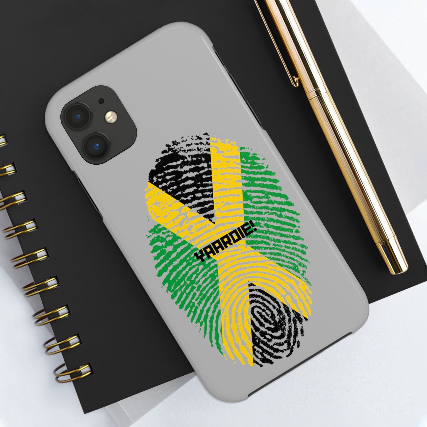 Jamaican flag fingerprint design Tough Phone Cases